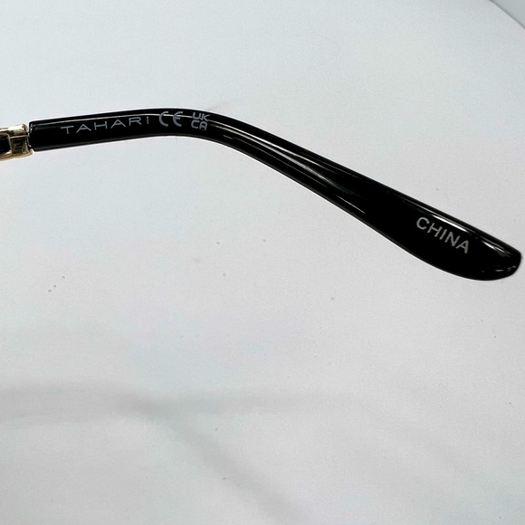 TAHARI AVIATOR 100% UV PROTECT SUNGLASSES,GOLD METAL FRAME, WOVEN LEATHER SIDES - Picture 11 of 14